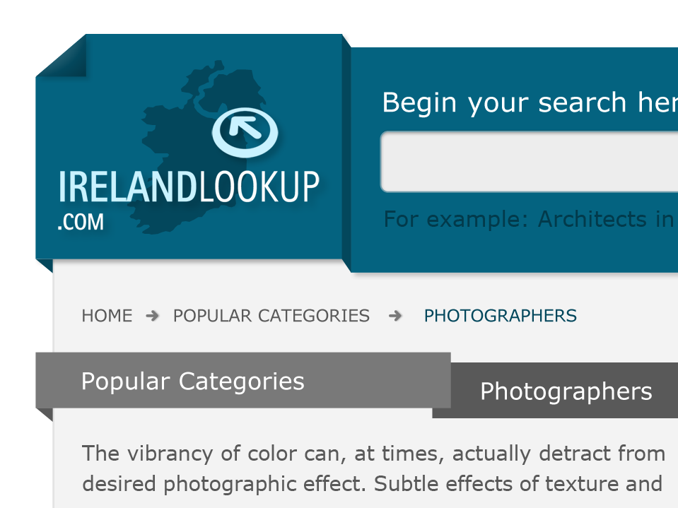 עיצוב אתר וממשק משתמש לחיפוש אנשי מקצוע ireland lookup