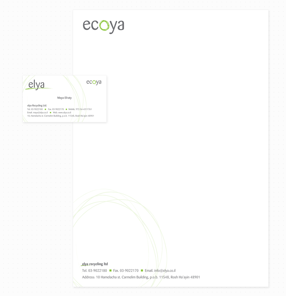 עיצוב ניירת לחברת ecoya