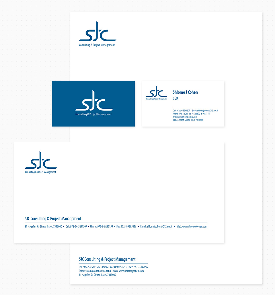 עיצוב לוגו וניירת לחברת sjc
